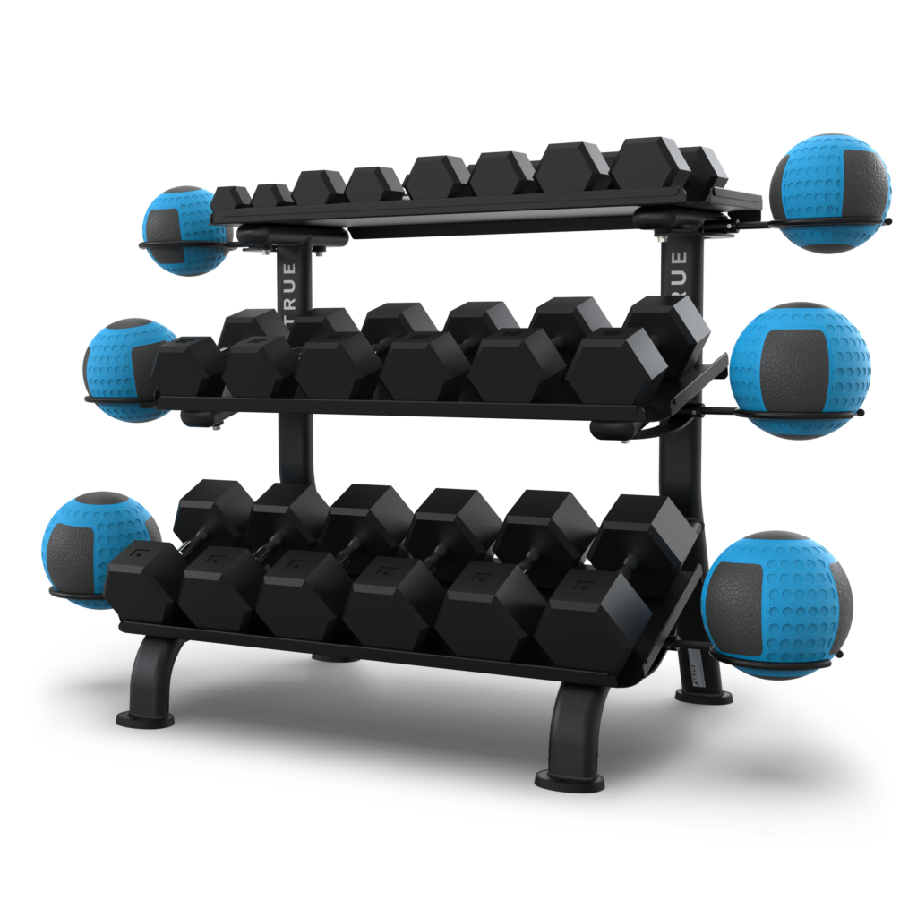 TRUE Fitness Series-24 3-Tier Flat Tray Dumbbell Rack